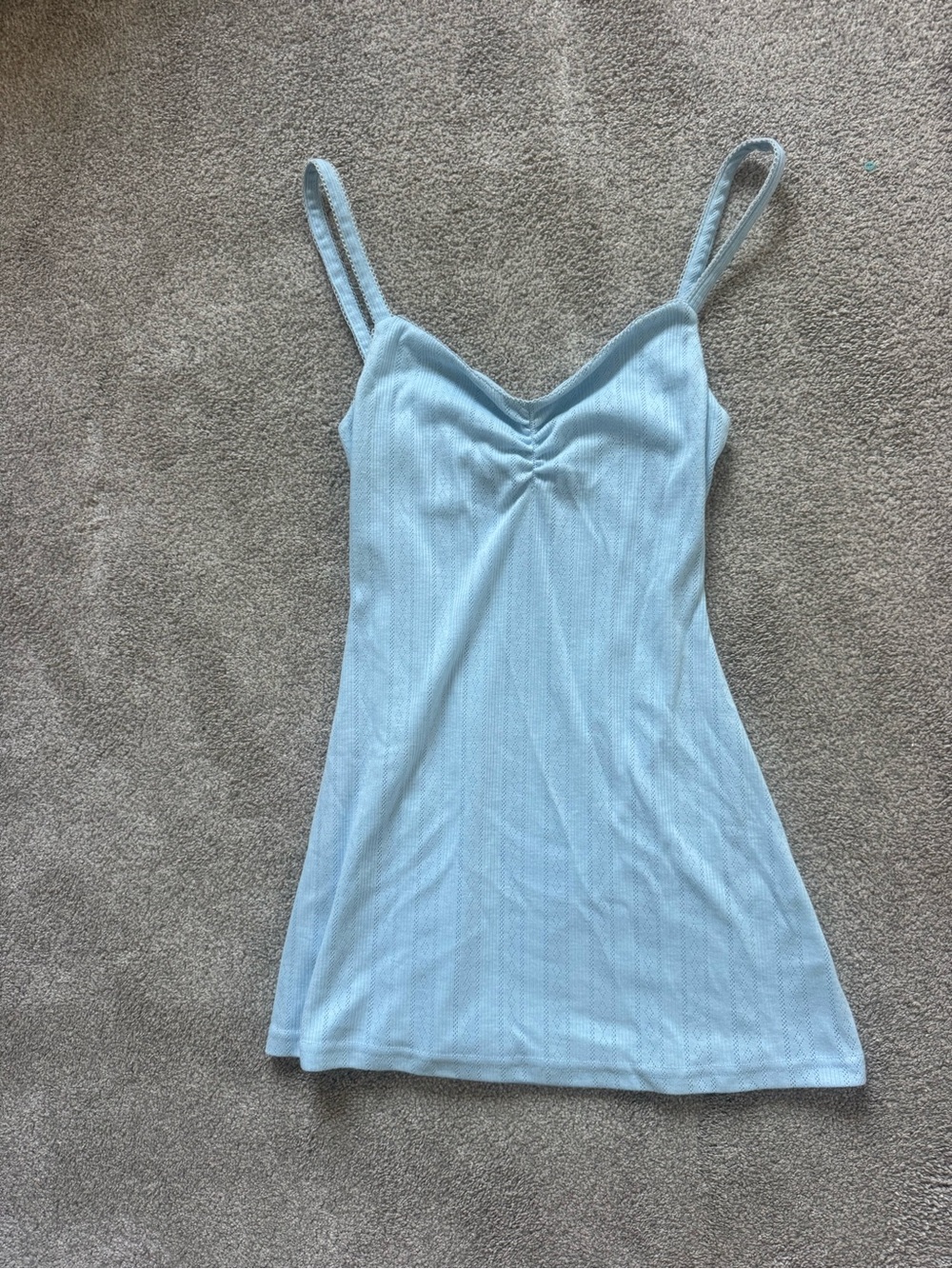 White Fox Boutique Pale Blue Ribbed V-Neck Slip Dress